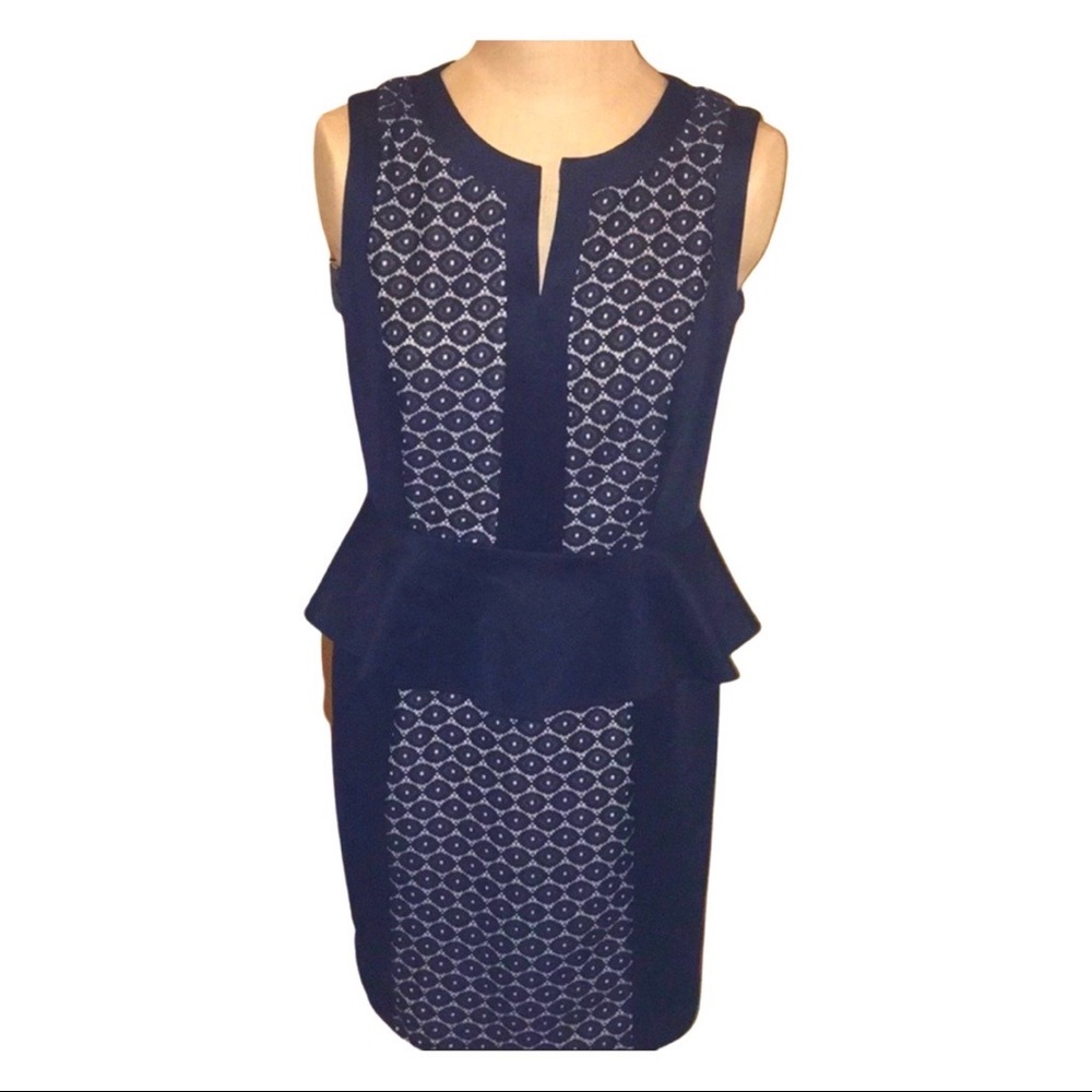 Navy peplum sleeveless dress